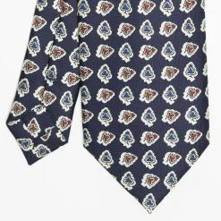 Dark Blue Heritage Collection Silk Tie - Large Flower Pattern