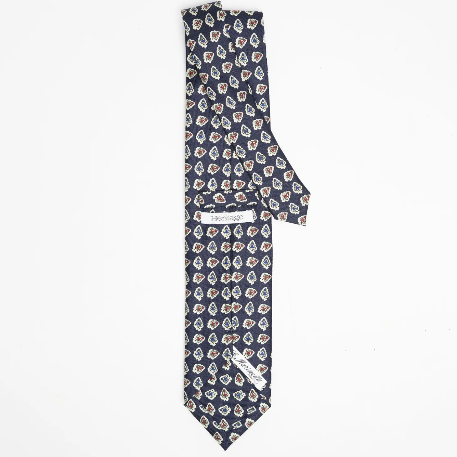 Dark Blue Heritage Collection Silk Tie - Large Flower Pattern