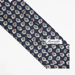 Dark Blue Heritage Collection Silk Tie - Large Flower Pattern