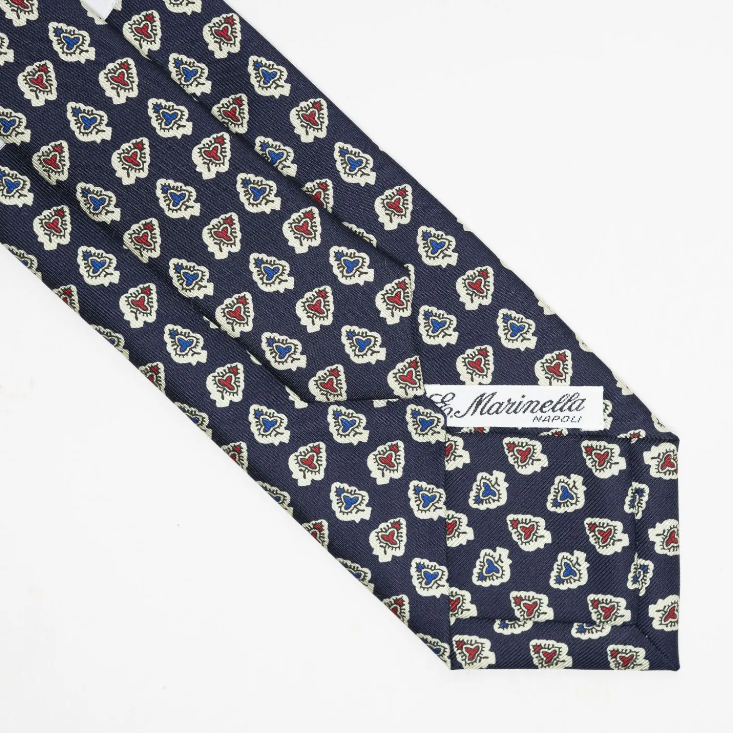 Dark Blue Heritage Collection Silk Tie - Large Flower Pattern