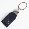 Dark Blue Keyfob In Silk And Leather