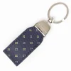 Dark Blue Keyfob In Silk And Leather