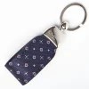 Dark Blue Keyfob In Silk And Leather
