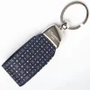 Dark Blue Keyfob In Silk And Leather