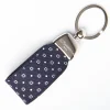 Dark Blue Keyfob In Silk And Leather