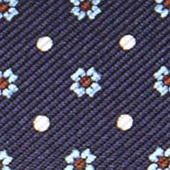 Dark Blue Keyfob In Silk And Leather