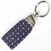 Dark Blue Keyfob In Silk And Leather