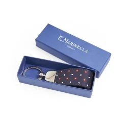 Dark Blue Keyfob In Silk And Leather
