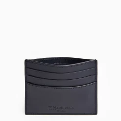 Dark Blue Leather Credit Card Holder - 7 Compartments