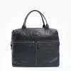 Dark Blue Leather Travel Bag