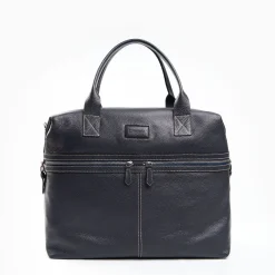 Dark Blue Leather Travel Bag