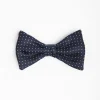 Dark Blue Pre-Knotted Silk Bowtie - Polka Dot Pattern