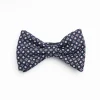 Dark Blue Pre-Knotted Silk Bowtie- Small Flower Pattern