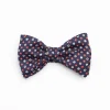 Dark Blue Pre-Knotted Silk Bowtie- Small Flower Pattern