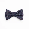 Dark Blue Pre-Knotted Silk Bowtie- Small Flower Pattern
