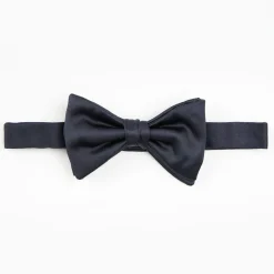 Dark Blue Pre-Knotted Silk Satin Bowtie - Solid Color