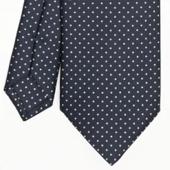 Dark Blue Sartorial Classic Silk Tie Polka Dot Pattern