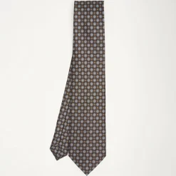 Dark Blue Sartorial Classic Silk Tie Large Flower Pattern
