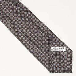 Dark Blue Sartorial Classic Silk Tie Large Flower Pattern