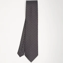 Dark Blue Sartorial Classic Silk Tie Small Geometric Pattern