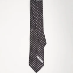 Dark Blue Sartorial Classic Silk Tie Small Geometric Pattern