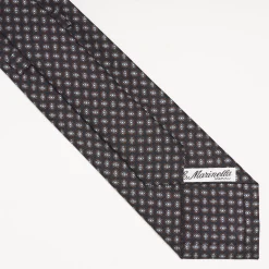 Dark Blue Sartorial Classic Silk Tie Small Geometric Pattern