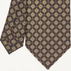 Dark Blue Sartorial Classic Silk Tie - Large Flower Pattern