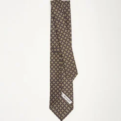 Dark Blue Sartorial Classic Silk Tie - Large Flower Pattern