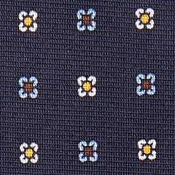 Dark Blue Sartorial Classic Silk Tie Small Flower Pattern