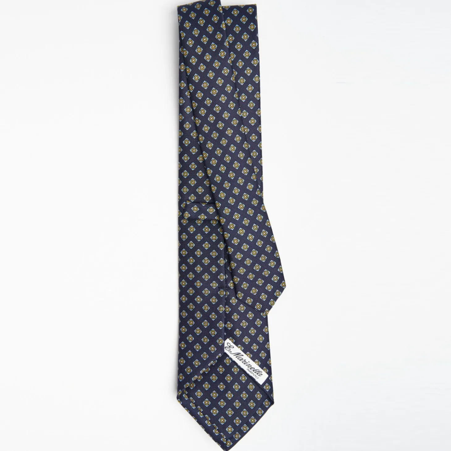 Dark Blue Sartorial Classic Silk Tie Large Flower Pattern