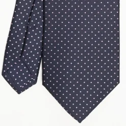 Dark Blue Sartorial Classic Silk Tie Polka Dot Pattern