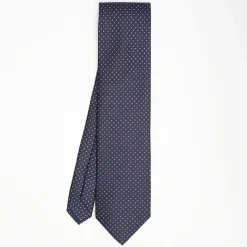 Dark Blue Sartorial Classic Silk Tie Polka Dot Pattern
