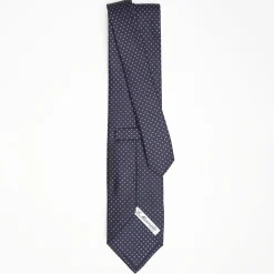 Dark Blue Sartorial Classic Silk Tie Polka Dot Pattern