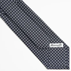 Dark Blue Sartorial Classic Silk Tie Small Flower Pattern