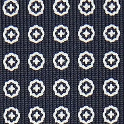 Dark Blue Sartorial Classic Silk Tie Small Flower Pattern
