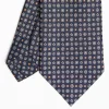 Dark Blue Sartorial Classic Silk Tie Small Flower Pattern