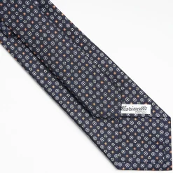Dark Blue Sartorial Classic Silk Tie Small Flower Pattern