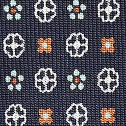 Dark Blue Sartorial Classic Silk Tie Small Flower Pattern