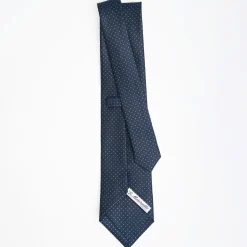 Dark Blue Sartorial Classic Silk Tie Polka Dot Pattern