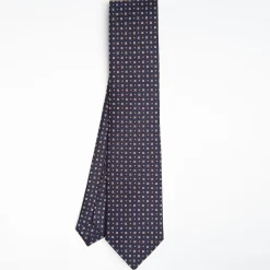 Dark Blue Sartorial Classic Silk Tie Small Flower Pattern