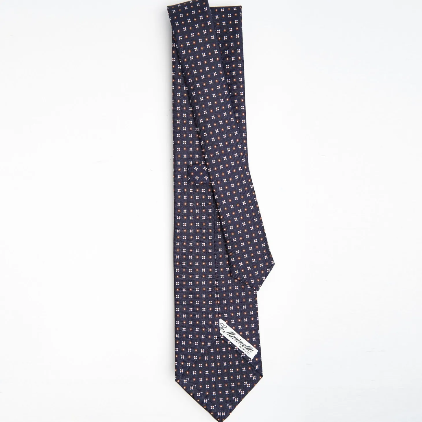 Dark Blue Sartorial Classic Silk Tie Small Flower Pattern