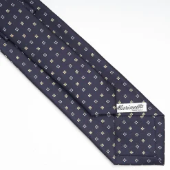 Dark Blue Sartorial Classic Silk Tie Small Flower Pattern
