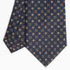 Dark Blue Sartorial Classic Silk Tie Large Flower Pattern