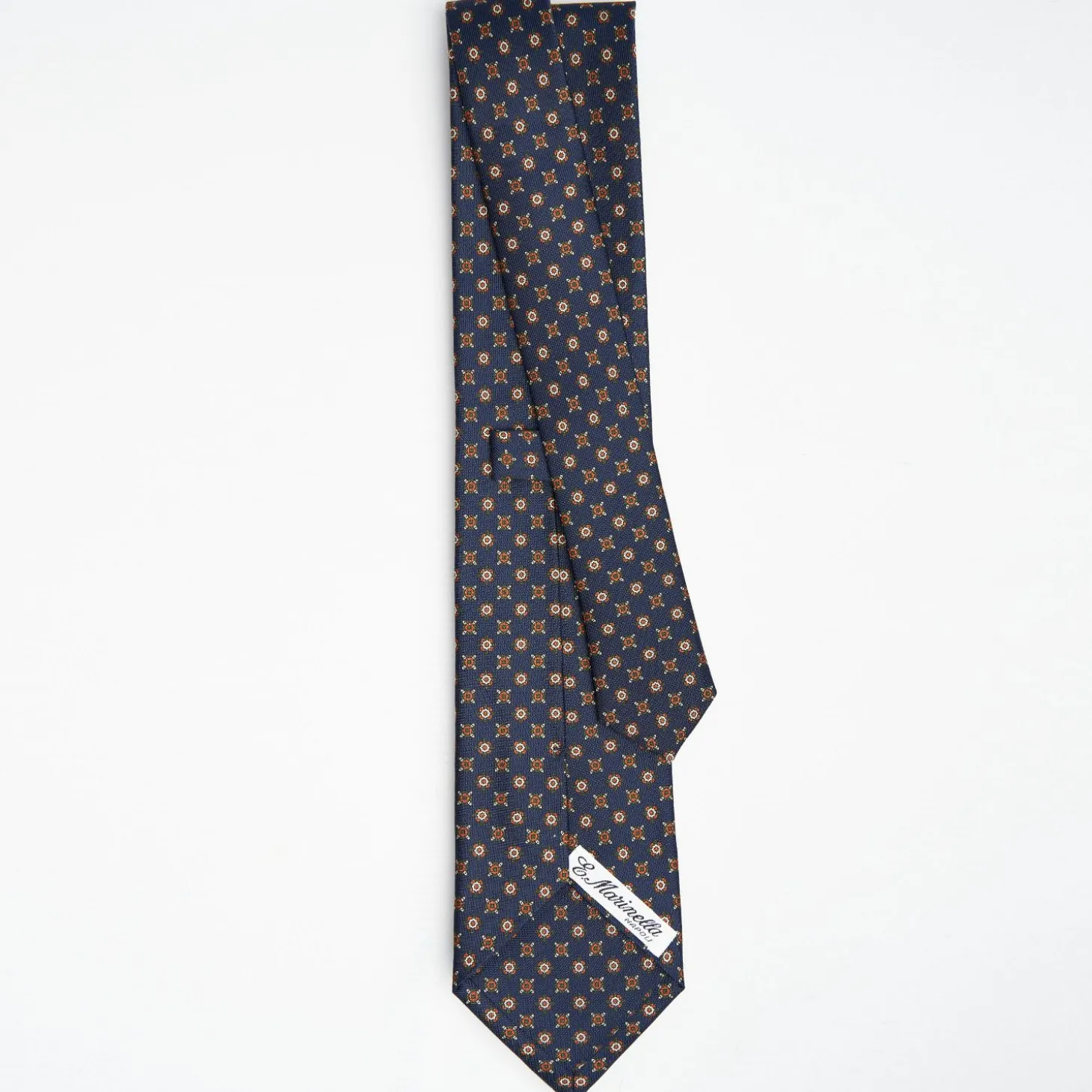 Dark Blue Sartorial Classic Silk Tie Large Flower Pattern
