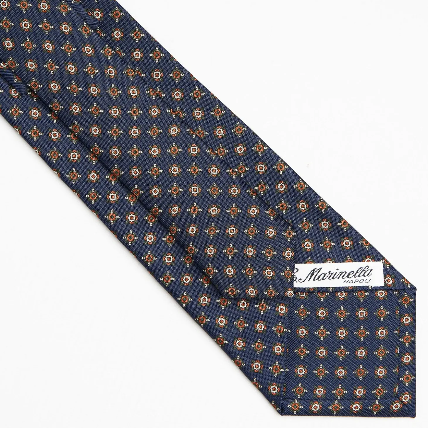 Dark Blue Sartorial Classic Silk Tie Large Flower Pattern