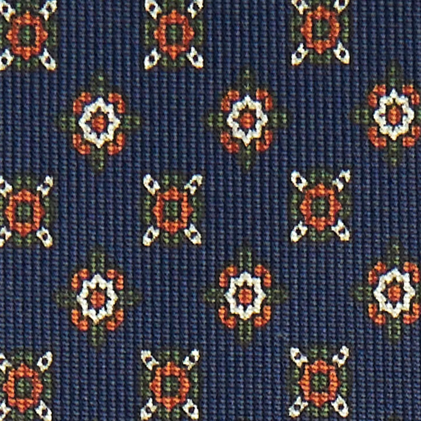 Dark Blue Sartorial Classic Silk Tie Large Flower Pattern