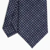 Dark Blue Sartorial Classic Silk Tie Small Flower Pattern