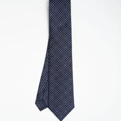 Dark Blue Sartorial Classic Silk Tie Small Flower Pattern