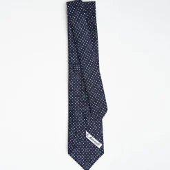 Dark Blue Sartorial Classic Silk Tie Small Flower Pattern