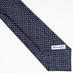 Dark Blue Sartorial Classic Silk Tie Small Flower Pattern